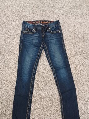 Rock Revival Women's Skinny Jeans with Contrast Stitching Size 27